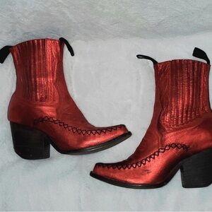 Jeffrey Campbell Metallic Red Ankle Boots